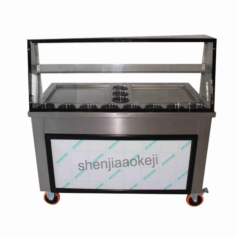 Commercial Fried Ice Cream Machine Making Roll Ice Cream Ice Frying Machine Fried yogurt machine Double Pots 220v 2800w 1pc