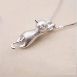 Popular 925 Sterling Silver Jewelry Korean Fashion Simple Animal Cute Kitty Clavicle Chain Pendant Cat Necklaces XL003
