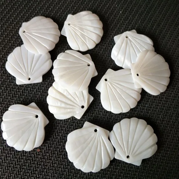 10PCS Nature White Shell Pendants Mother Of Pearl Freshwater Shell Natural Loose Shell Beads Size 20MM Top Fashion DIY Access