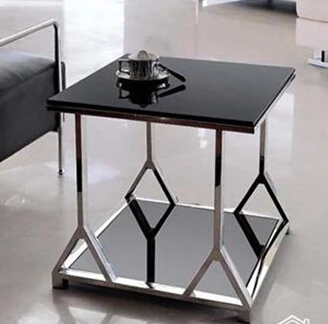 Stainless steel glass. Sofa. Small square table. Small tea table