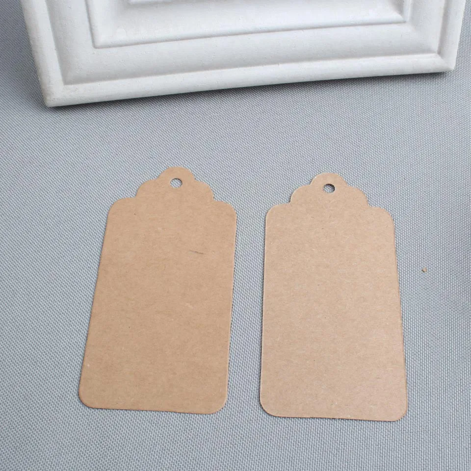 Großhandel 500 Stück 4,5 x 9 cm leere Preisschild Kraftpapier Geschenkanhänger mit Hanfschnüre DIY braunes Papier Kraftetikettenpapier TAGGING – Detail 3