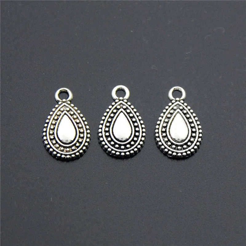 50PCS New Silver Color Water Drop Alloy Charms Pendant Necklaces Bracelets Jewelry Finding DIY  A2284