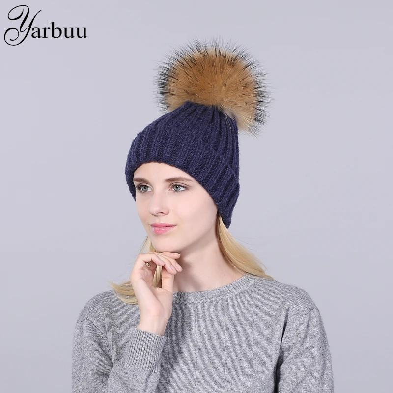 

[YARBUU]brand women's winter hat Knitted Wool Beanie Female Fashion Skullies Casual hats Thick Warm Hats for Women girls gorro