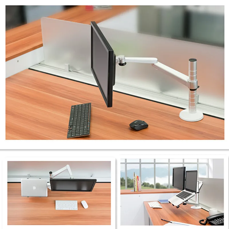 OA-7 10-27 "الألومنيوم متعددة الوظائف LCD شاشة LED حامل مكتبي حامل vesa الذراع الحركة الكاملة 7kgs + 10-15" محمول صينية دفتر