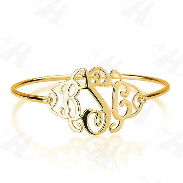 Senfai Custom Gold Letter Monogram Bracelets Name Bangles Pulseiras Femininas Gift for Best Friends Bridesmaid