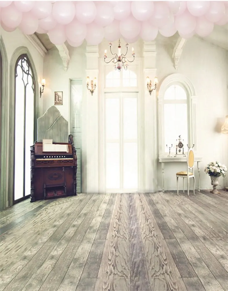 5x7ft Wohnzimmer Rosa Ballon Holzboden Fotografie Kulissen Foto Requisiten Studio Hintergrund