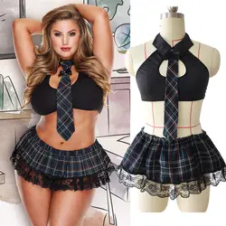 5XL Sexy Lingerie Scotland Student School Girl Cosplay Uniform Costume Fancy Lingerie Sexy Hot Erotic Dress XXXXL XXL