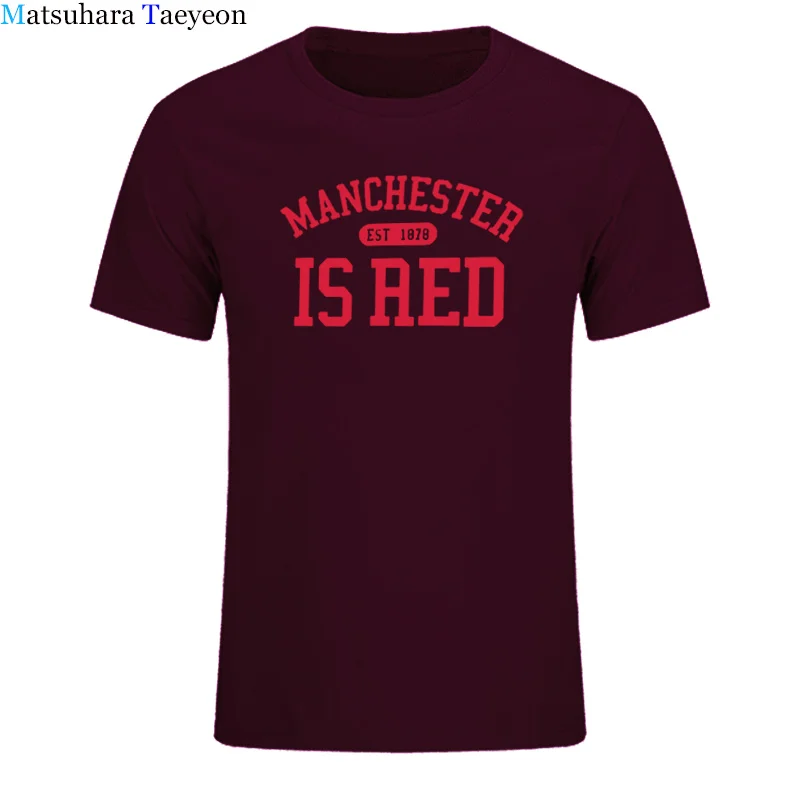 New United Kingdom Red Letter Short Sleeve T Shirt Men 100% Cotton O-Neck Manchester Tee Shirts Print Masculina tee clothing