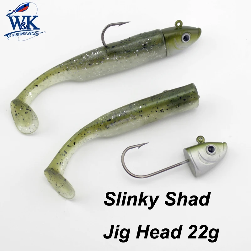 Slinky Shad 22g Jig Head 2pcs/lot at 3/0 Jig Hooks for Shad Weighted Inshore Fishing Lure JIG Head Soft Lures JIGS