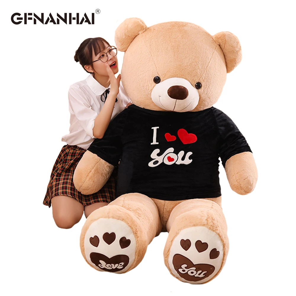 1pc 80/100cm Cute I LOVE YOU Dressing Teddy Bear Plush Toy kawaii Animal Bears Dolls Stuffed Pillow Children Girls Birthday Gift