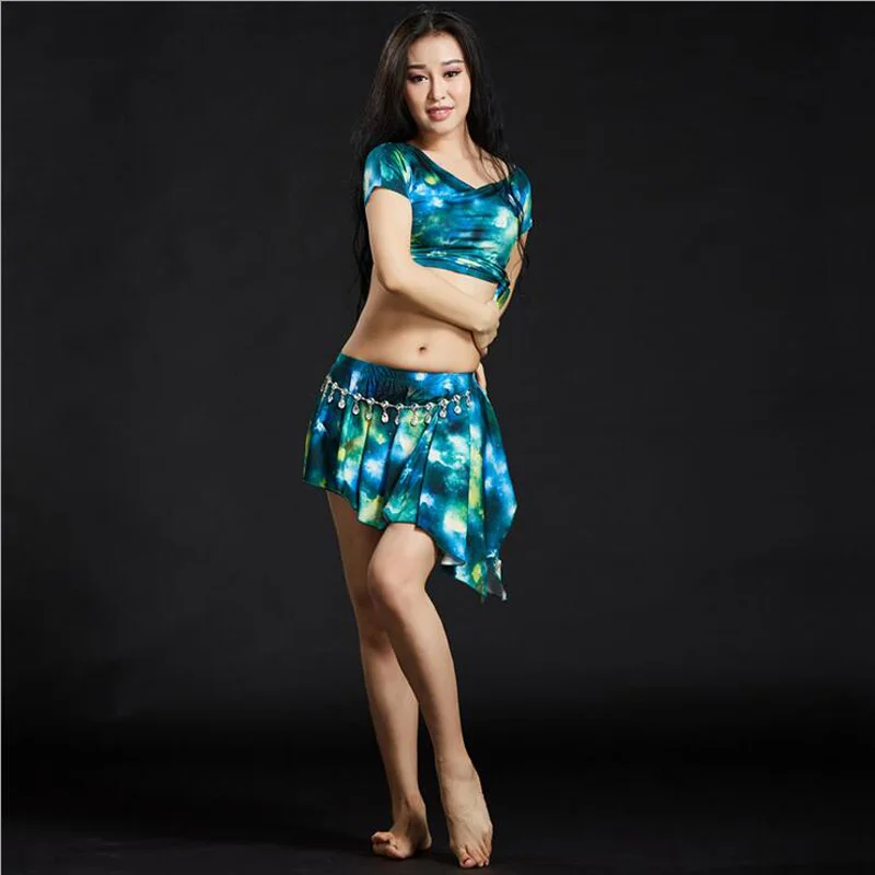 New Bellydance Clothing Starry sky pattern Belly Dance Costume Women Gypsy Skirts Dancer Practice Wear 4 colors collocations