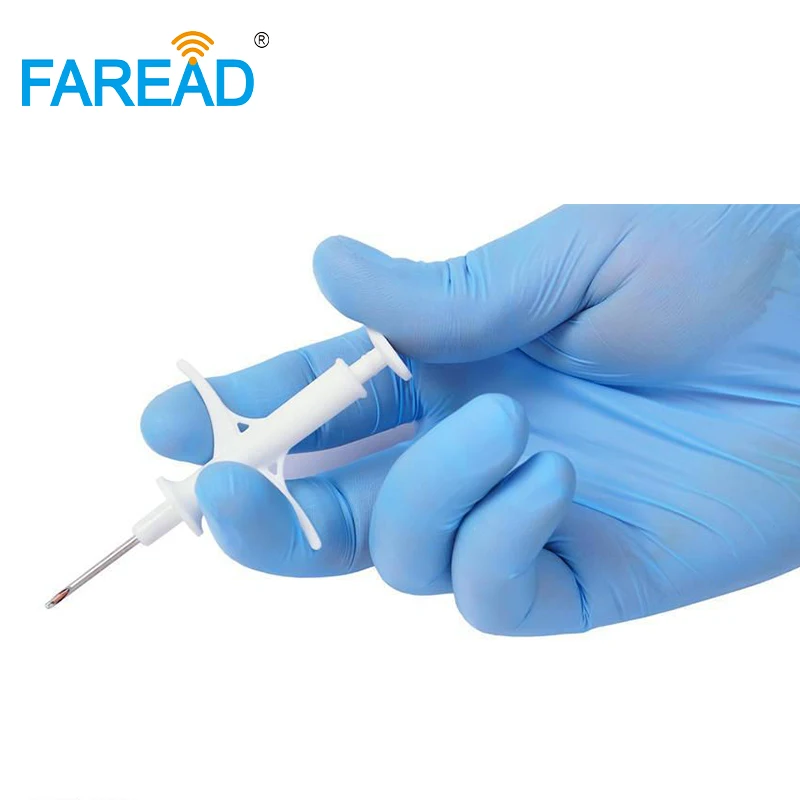X100pcs ISO11784/85 125 كيلو هرتز تروفن الحيوان الحيوانات الأليفة رقاقة حقنة FDX-A 1.4x8 مللي متر المتاح تتفاعل العلامة ID حقنة مع إبرة