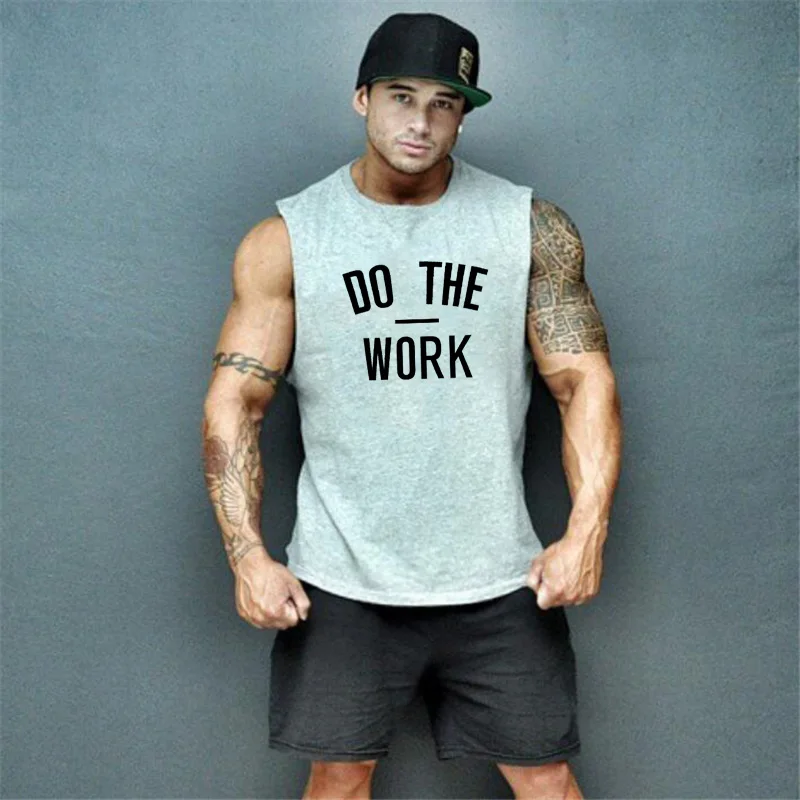 New Brand mens sleeveless shirts Do The Work Summer Cotton Men Tank Tops gyms Clothing Bodybuilding shirt Fitness tops