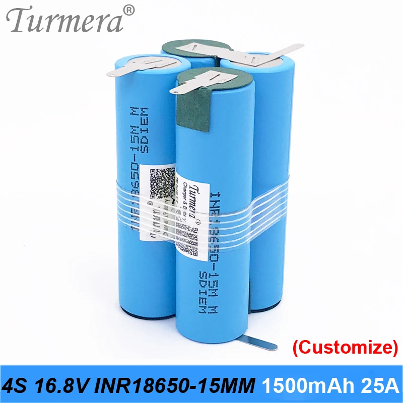 Batería 3S de 12,6 V, 4S, 16,8 V, 5S, 18V, INR18650-15MM, 1500mah, 25A, corriente de descarga para destornillador shura (personalizado)