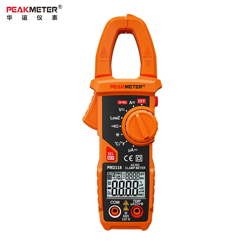 PEAKMETER PM2118 Digital Clamp Meter AC DC Multimeter Auto Current Clamp Pincers Voltmeter Ammeter Ohmmeter NCV Temp Capa Tester