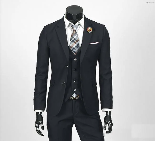 

Custom Made Vent Slim Fit Groom Tuxedos/Black Best man Notch Lapel Groomsman Men Wedding Suits Bridegroom(Jacket+Pants+Tie+Vestw