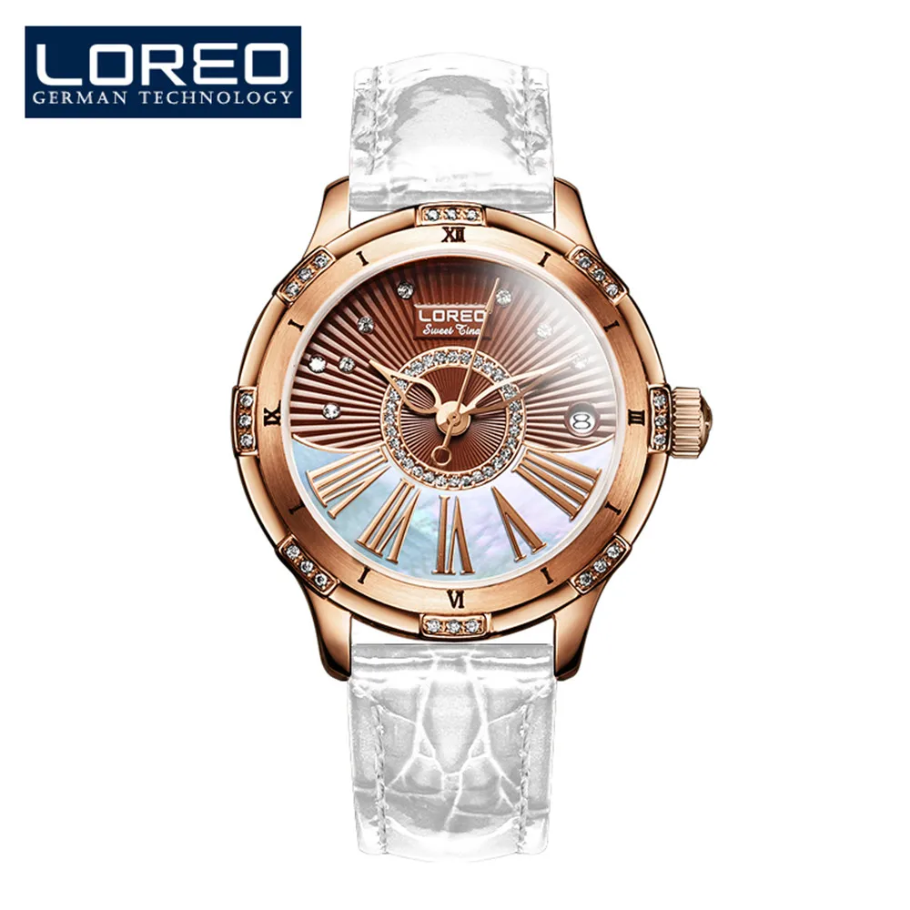 Imagem -06 - Loreo Relógio de Luxo Feminino Marca Safira Cristal Moda Relógios Senhoras Relógios Mecânicos Automáticos Relógio Feminino