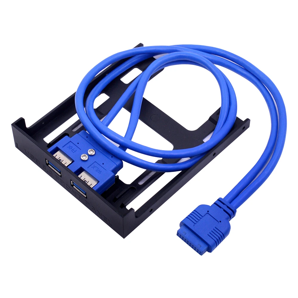 CHIPAL 20Pin 2 Port USB3.0 Hub USB 3.0 Front Panel Cable Adapter FDD Bracket for PC Desktop 3.5 Inch Floppy Disk Drive Bay