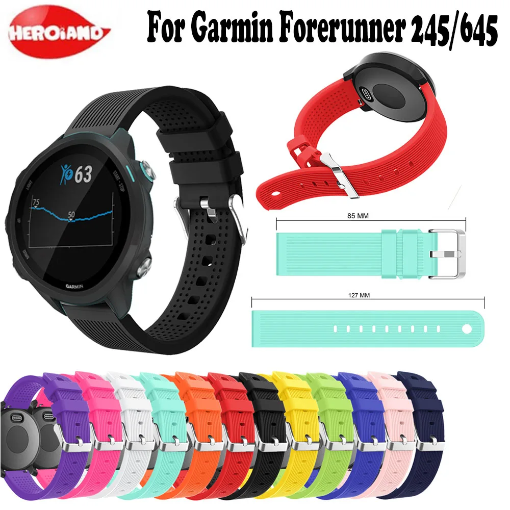استبدال معصمه ل Garmin Forerunnner 245 حزام (استيك) ساعة شريط للرسغ ل Garmin Forerunner 645/245/245 متر سوار ساعة ذكية
