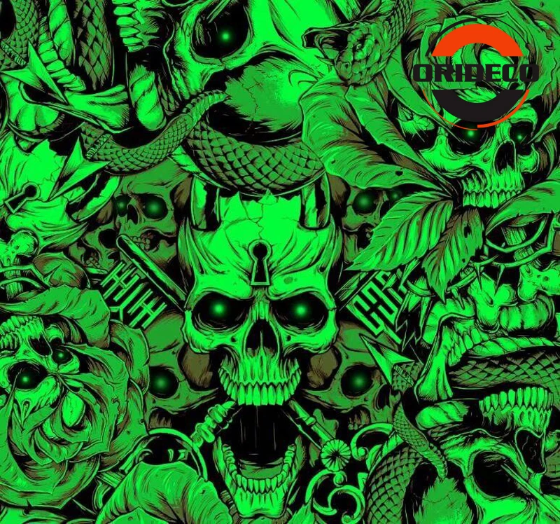 

5/10/15/20/25/30m*1.52m Cartoon Green Skull Sticker Bomb Pellicole Adesive Wrap Cool DIY Camo Vinyl Decorative Film