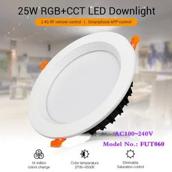 25W RGB+CCT recessed indoor led ceiling Downlight dimmable AC100~240V hole size 200~210mm Compatible with 2.4G RF remote control