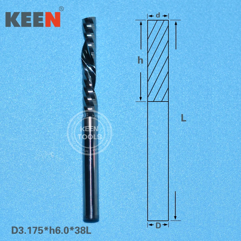 

3.175*6mm High Quality One Spiral Flute Tungsten Carbide Micro Endmill, Left Helical CNC Router Milling Down Cutter Tool