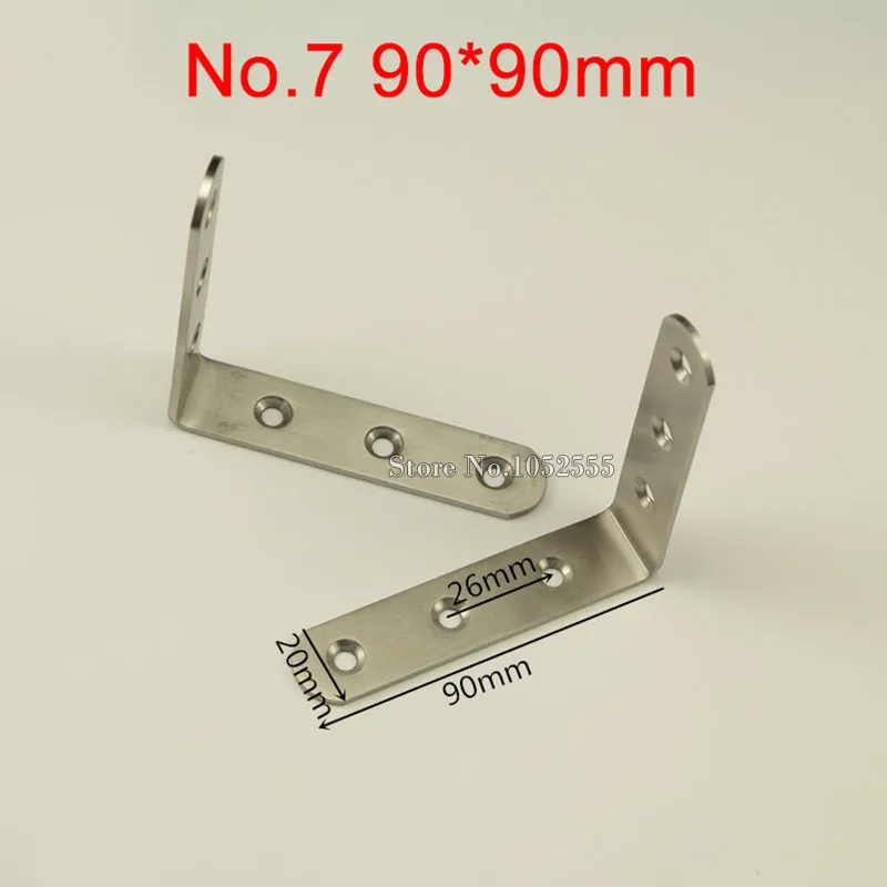 

HOT 200PCS Stainless Steel Corner Brackets 90X90mm Right Angle Brackets Furniture Frame Board Shelf Support Fastening Connectors
