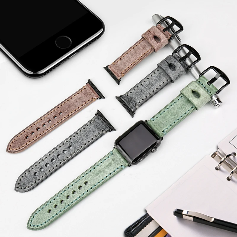 Imagem -03 - Maikes Pulseira de Relógio de Couro Genuíno para Apple Ver Band 49 mm 45 mm 44 mm 40 mm 42 mm 38 mm para Iver Series se 1