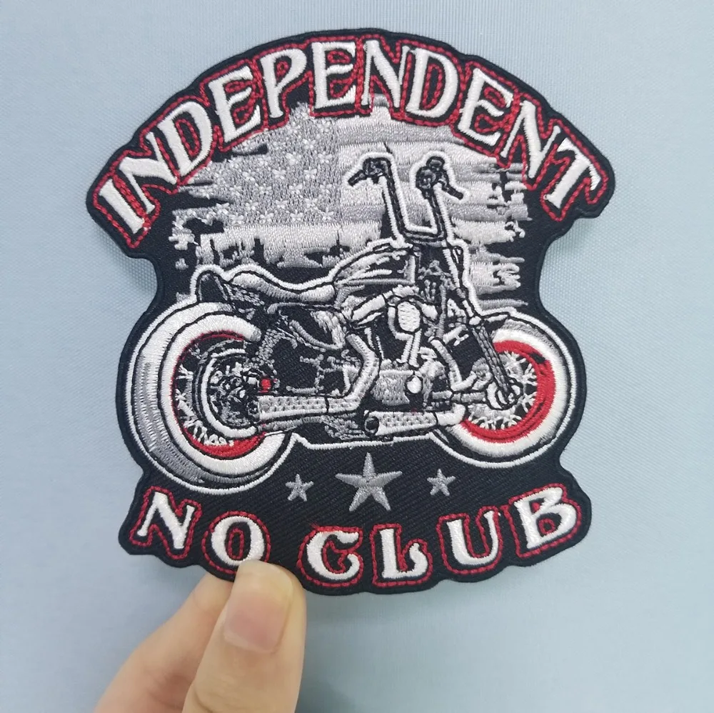 Independent No Club Biker Patches Free Rider Embroidery Patches for Clothes Rock and Punk Badge Motorcycle Vest Jacket Emblem