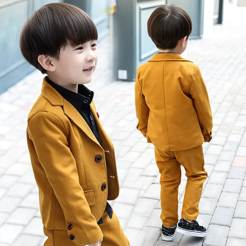 Boys Suit for Weddings Prom Party Flower Boys Tuxedo Kids Formal Blazer Jacket Shirt Pants 3Pcs Children Performance Costume