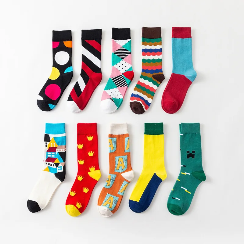 

British style Men And Women Cotton Socks High tube Casual European American Fashion Happy socks Wholesale 10pair/lot