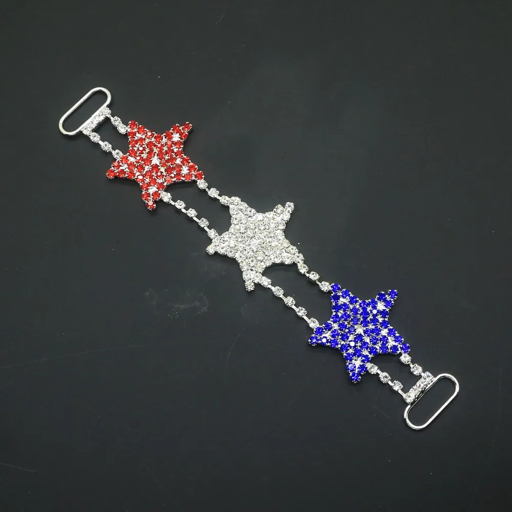 Creative 2pcs/lot 130mm*25mm star shape of crystal rhinestone bikini connector chain/ Diamond bikini buckle