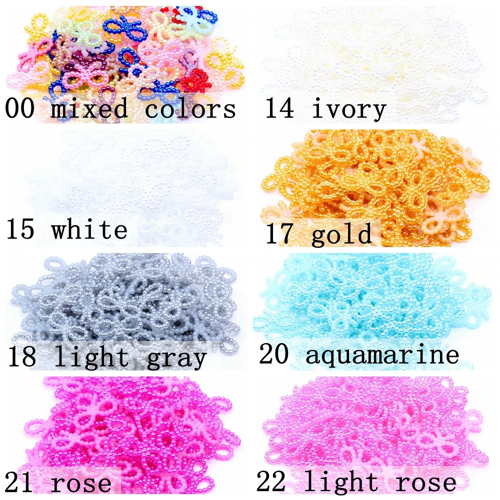 10g About 60pcs Bowknot Shape 18x10mm Many Colors Imitation Half Pearls Flatback Nail Art DIY Jewelry Crafts Laptop Decoration