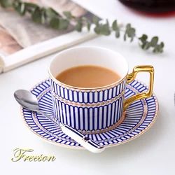 Luxury Bone China Coffee Cup Saucer Spoon Set 200ml Nordic Tea Cup Porcelain Tea Set Advanced Ceramic Teacup Cafe Espresso Cup