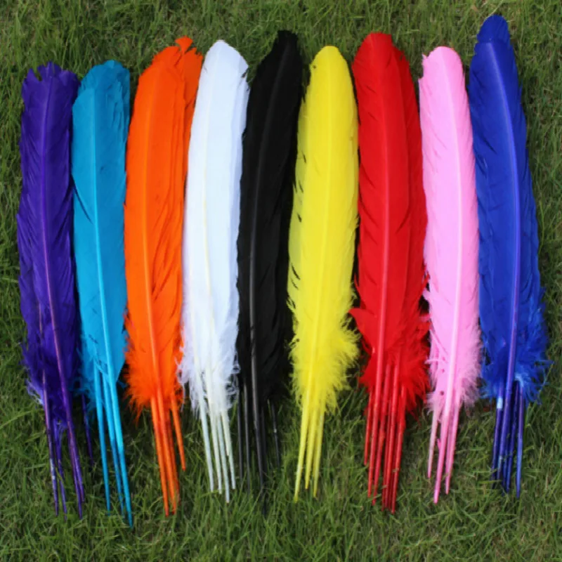 

500pcs wholesale 25-30cm Mixed color color real natural turkey feathers plumes hair extensions goose feather for sale