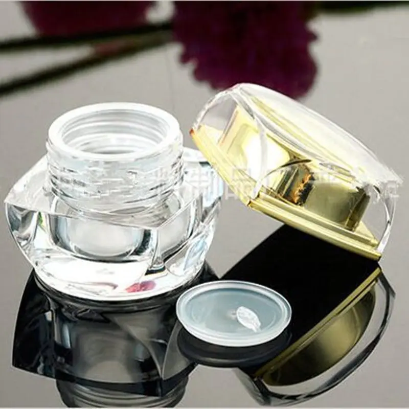 20pc/Lot High Quality 5g 10 Grams of Gold and Silver Acrylic Cream Jar Octagon Cream Bottle Empty Cosmetics Bottle Sample Jar