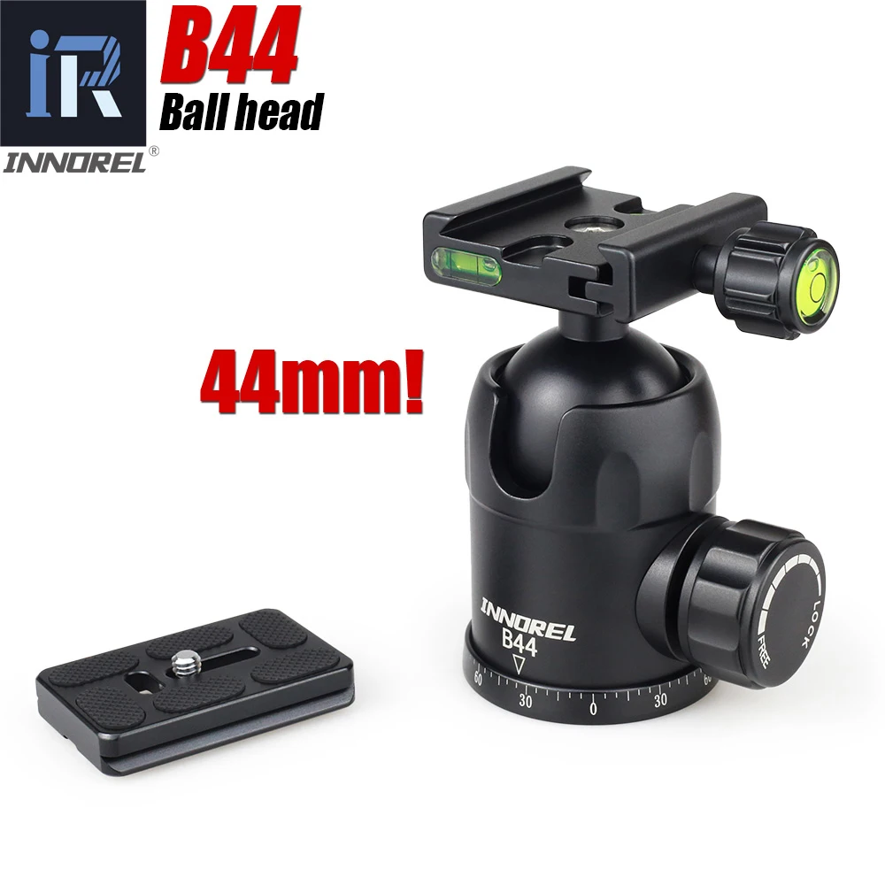 

B-44 B44 ball head for tripod monopod lengthened Quick Release Plate 44mm large sphere Panoramic photo heavy duty max load 15kg