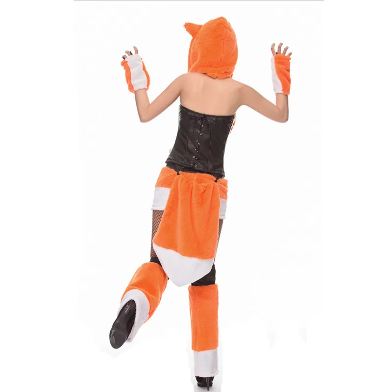 Adult Orange Deluex Woman Fox Cosplay Halloween Costume Female Winter Animal Pajamas Carnival Christmas Parade Purim Party Dress