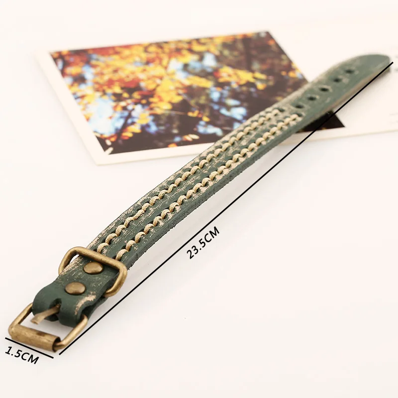 New Handmade Braided Bracelets for Men Women Jewelry Alloy Belt Buckle Retro Style 6 Colors Leather Rope Woven Wristband