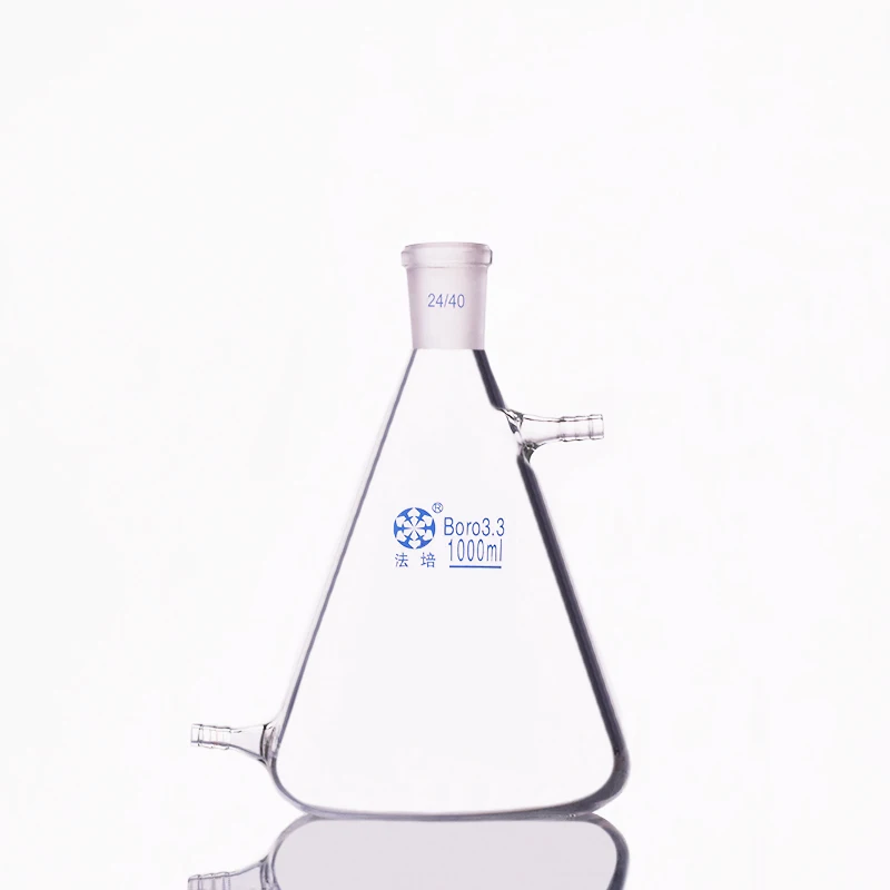 

Filtering flask with side tubulature 1000ml 24/40,Triangle flask with upper and bottom side tube,Filter Erlenmeyer bottle