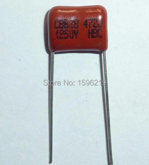 

50pcs CBB capacitor 472 1250V 472J 1.25KV 4700pF 4.7nF P10 CBB28 Metallized Polypropylene Film Capacitor