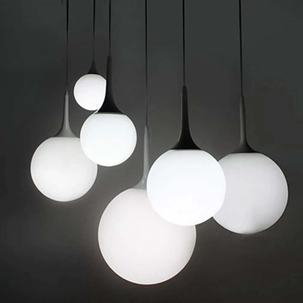 

Milk Globe Glass Shade Pendant Lights Lampada Led Lamp For Bar Restaurant Dining Room Decorative Hanging Pendant Lamp Fixtures