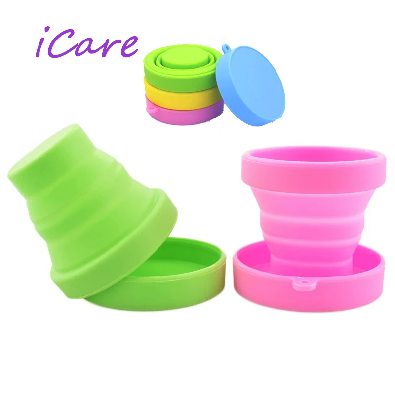 

225PC Sterilizer Cup Soft Solid Color Water Silicone Cups Retractable Tumblerful Folding For Outdoor Travel Drinkware Tool