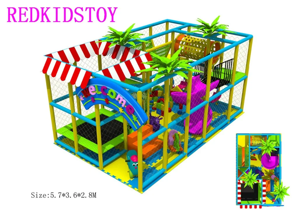 EU Standard Small Size Kids Soft Playground Indoor With Trampoline and S Slide HZ-170519A