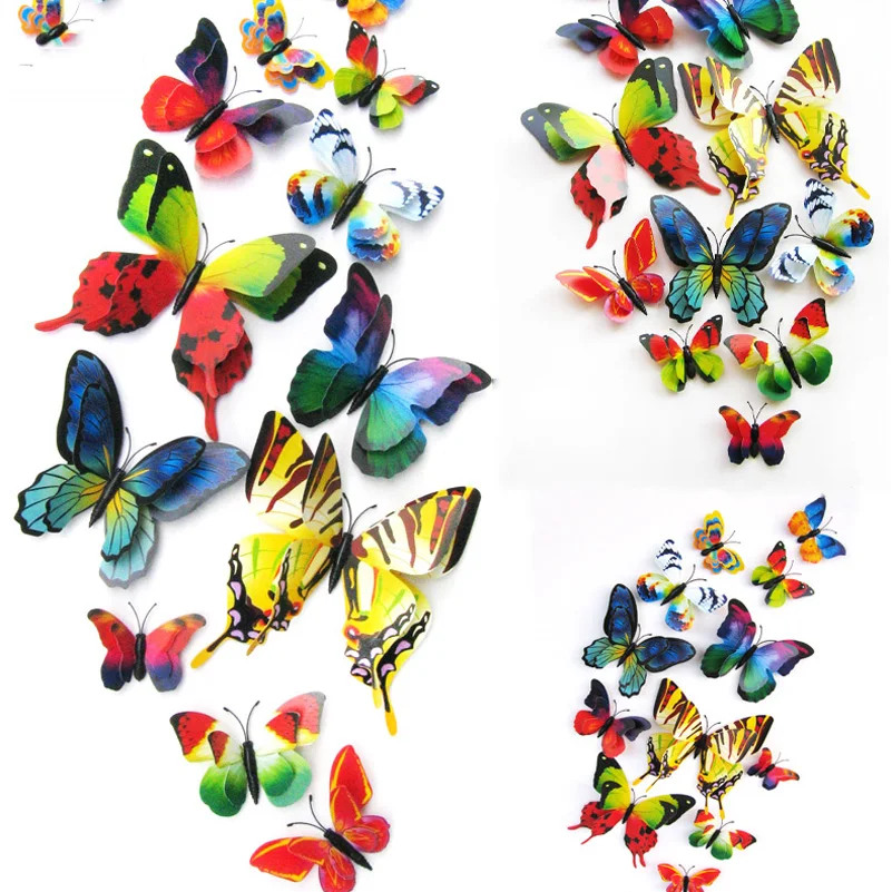 10pcs  Artificial Butterfly Luminous Fridge Magnet for Home Christmas Wedding Decoration