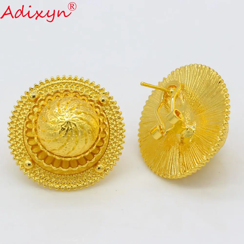 Adixyn Gold Color Ethiopian Jewelry set Pendant/Necklace/Bangle/Earring/Ring/Hairchain African Eritrea Wedding sets N06154