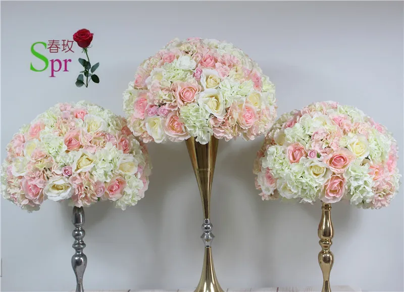 SPR mix light Pink champagne series artificial rose wedding  flower wall backdrop road lead flower table centerpiece flower ball