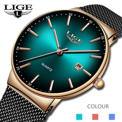 LIGE Sport Datum Herren Uhren Top Brand Luxus Wasserdicht Mode Kühlen Uhr Männer Ultra Dünne Zifferblatt Quarzuhr Relogio Masculino