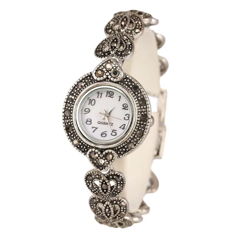 New 2021 Fashion Designer Promotion Tibetan Silver + Bangles + 26% Crystal Bracelet Wristwatch For Women