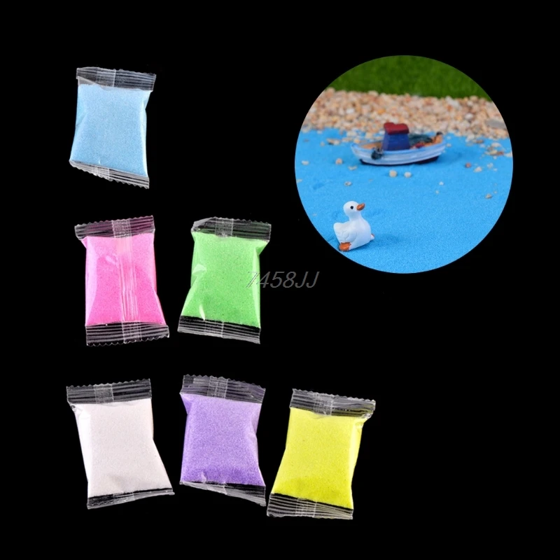 1 Bag 6 Color Quartz Sand Miniature Tank Aquarium Bonsai Pot Fairy Garden Decor Drop Ship Miniature Garden Supply